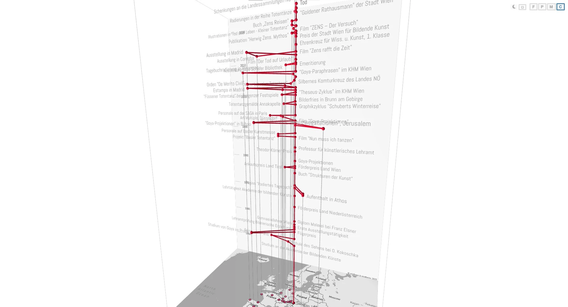 Screenshot of the interactive visualization, accompanying the physical data sculpture.